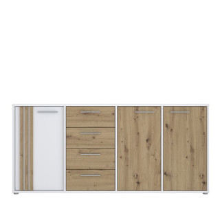 Commode 3P3TB4T Cardigan chêne artisan/blanc