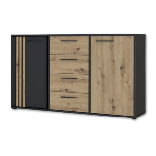 Commode 2P2TB4T Cardigan chêne artisan/noir