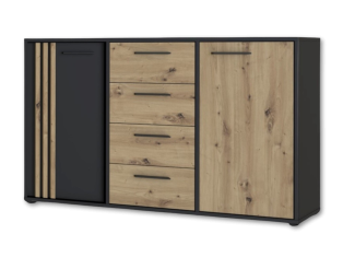 Commode 2P2TB4T Cardigan chêne artisan/noir