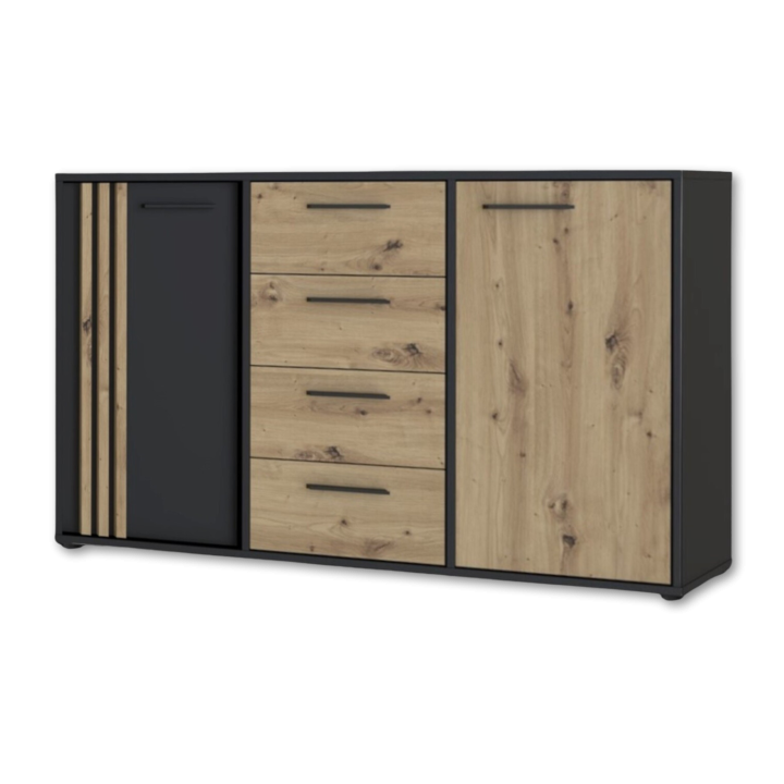Commode 2P2TB4T Cardigan chêne artisan/noir