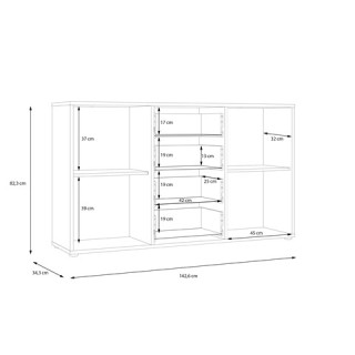 Commode 2P2TB4T Cardigan chêne artisan/noir