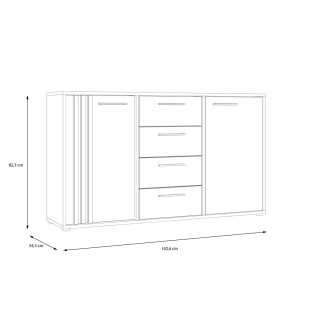 Commode 2P2TB4T Cardigan chêne artisan/noir