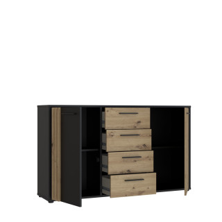 Commode 2P2TB4T Cardigan chêne artisan/noir