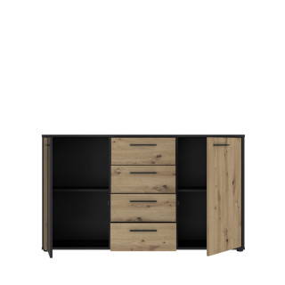 Commode 2P2TB4T Cardigan chêne artisan/noir
