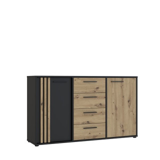 Commode 2P2TB4T Cardigan chêne artisan/noir