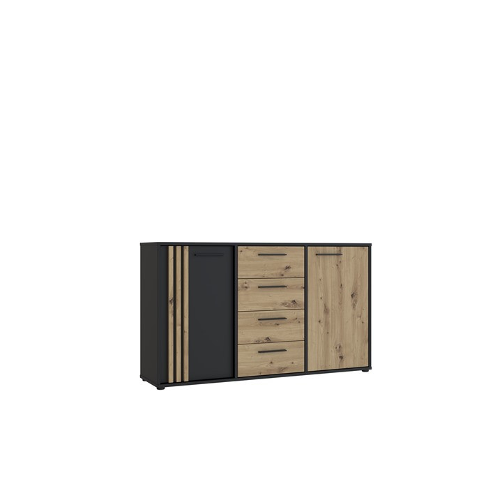 Commode 2P2TB4T Cardigan chêne artisan/noir