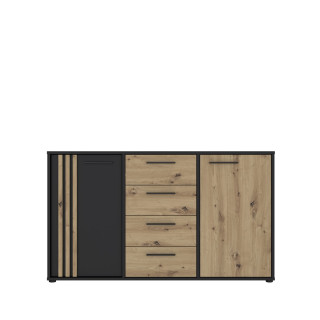 Commode 2P2TB4T Cardigan chêne artisan/noir