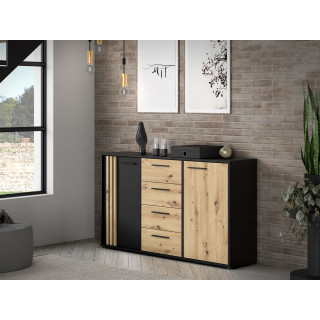 Commode 2P2TB4T Cardigan chêne artisan/noir