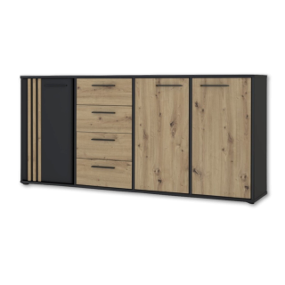 Commode 3P3TB4T Cardigan chêne artisan/noir