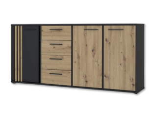 Commode 3P3TB4T Cardigan chêne artisan/noir