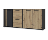 Commode 3P3TB4T Cardigan chêne artisan/noir