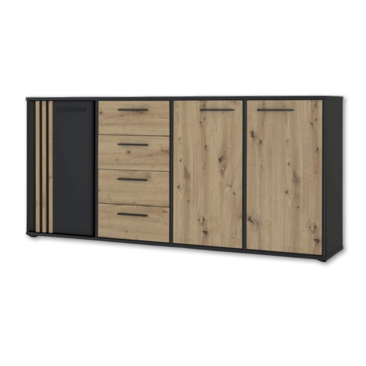 Commode 3P3TB4T Cardigan chêne artisan/noir