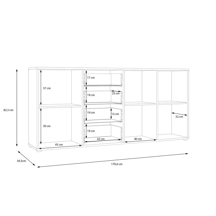 Commode 3P3TB4T Cardigan chêne artisan/noir