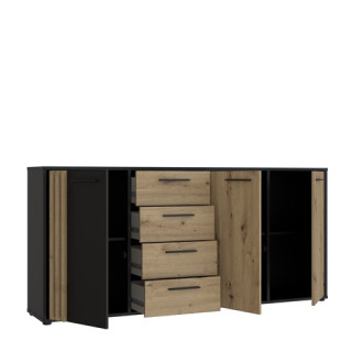 Commode 3P3TB4T Cardigan chêne artisan/noir