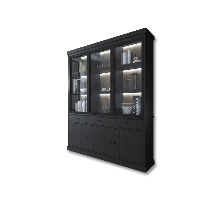 Vitrine 3P Valencia chêne noir