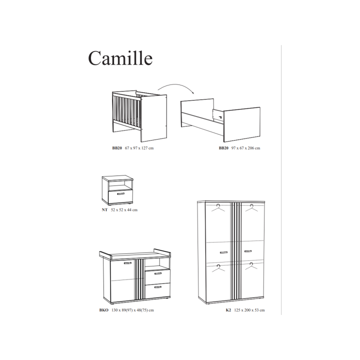 Lit bébé Camille golden oak