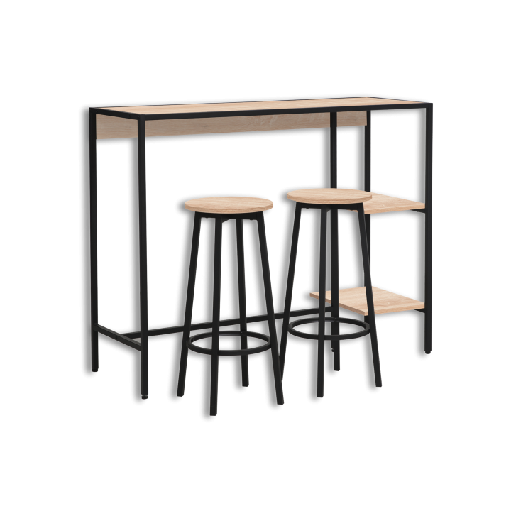 Table haute avec 2 tabourets Riley