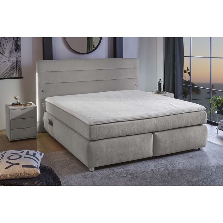 Lit Boxspring Livia Gris clair 180 cm