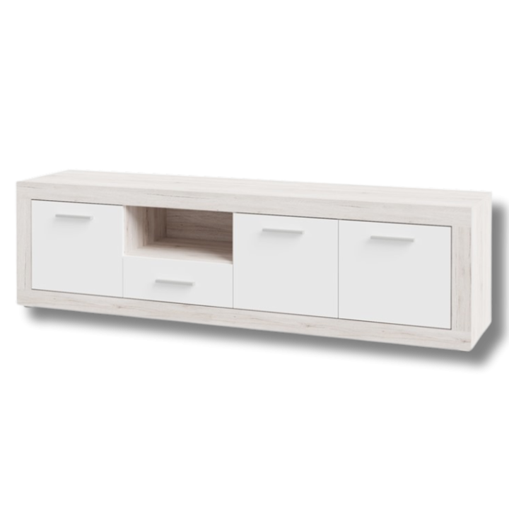 Meuble TV Baccio chêne cendre/blanc