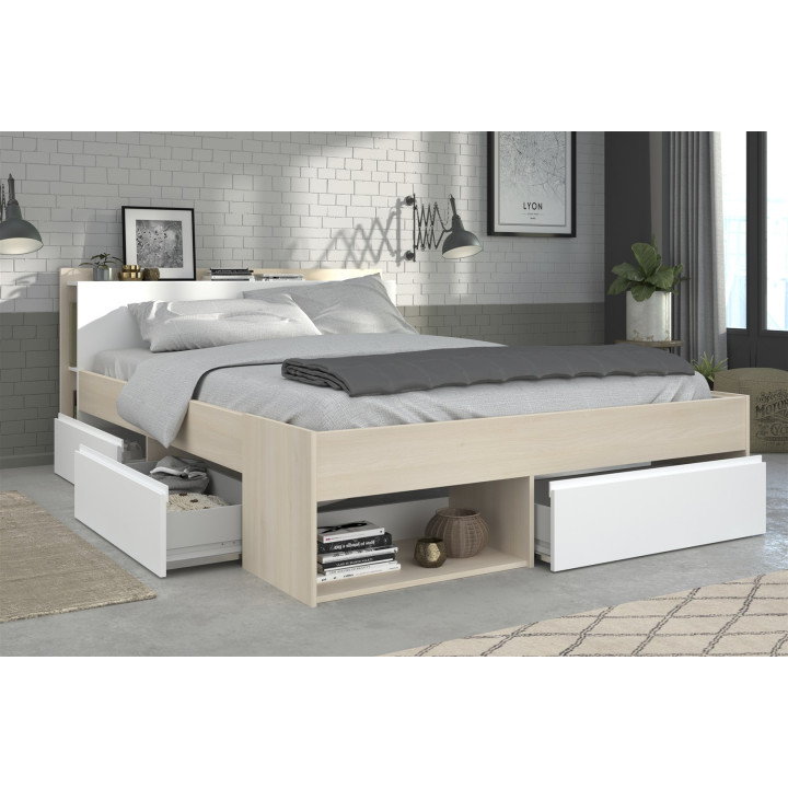 Lit 160x200 Most blanc/acacia clair