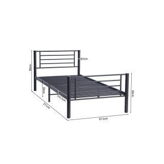 Lit 90x200 Sammy gris foncé
