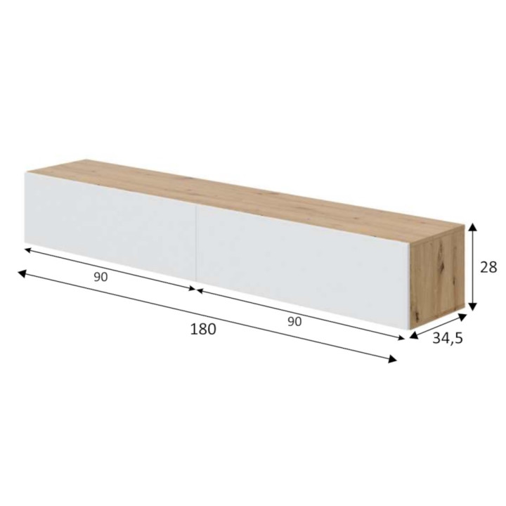Meuble TV Kaway chêne artisan/blanc