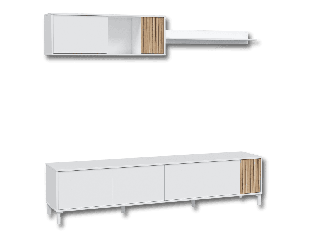 Living TV avec étagère murale Ethna blanc