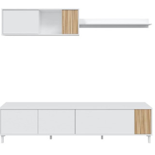 Living TV avec étagère murale Ethna blanc