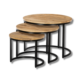 Set de 3 tables de salon Cisco bois massif manguier
