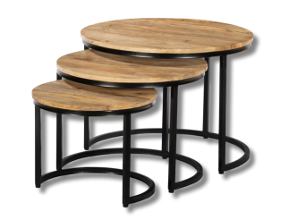 Set de 3 tables de salon Cisco bois massif manguier