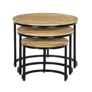 Set de 3 tables de salon Cisco bois massif manguier