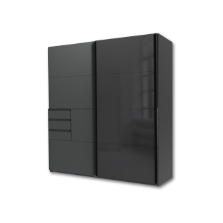 Armoire 2 portes Schwerin graphite/verre noir
