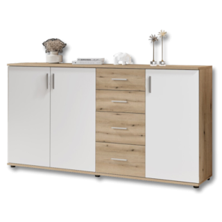 Commode 3P/4T BC 1040 chêne rustica/blanc