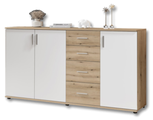 Commode 3P/4T BC 1040 chêne rustica/blanc