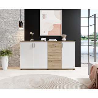 Commode 3P/4T BC 1040 chêne rustica/blanc