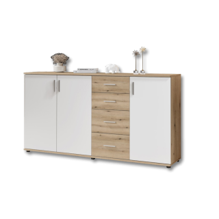 Commode 3P/4T BC 1040 chêne rustica/blanc