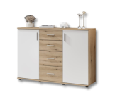 Commode 2P/4T BC 1040 chêne rustica/blanc