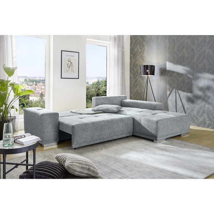 Salon d'angle convertible Luciano gris clair