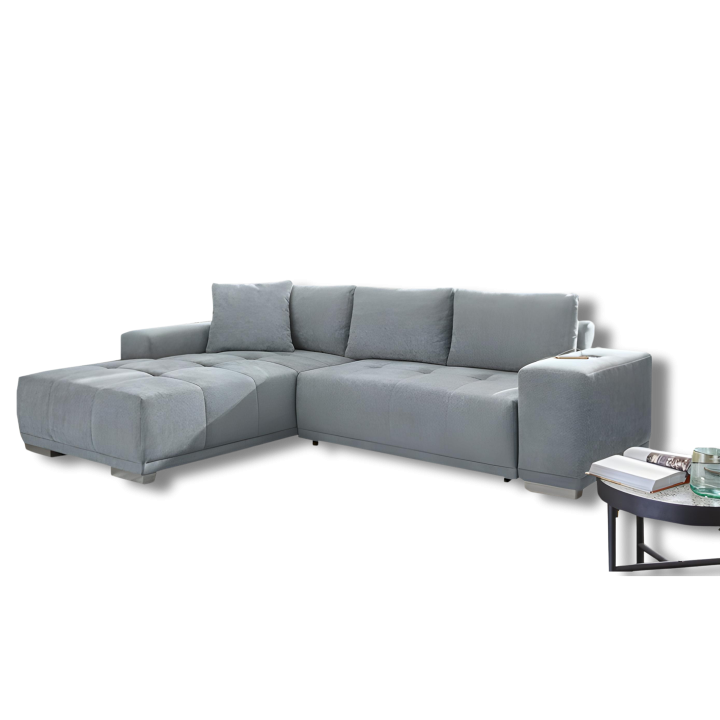Salon d'angle convertible Luciano gris clair