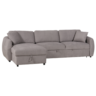 Salon d'angle gauche convertible Whisper gris clair