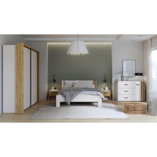 Chambre à coucher Waikato (armoire + passe partout + Lit 160x200 cm + 2 chevets + commode)