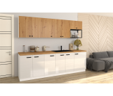 Mia 260 cm Cuisine 2 blanc laqué et bois