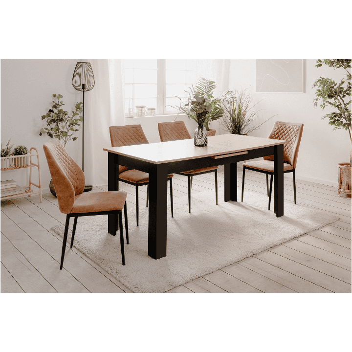 Table extensible 80 B - 003710 - Chêne artisan et noir