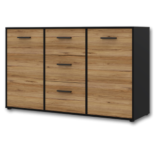 Commode 2P/3T Mokkaro chêne catania/noir