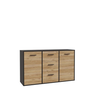 Commode 2P/3T Mokkaro chêne catania/noir