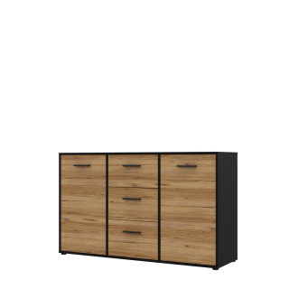 Commode 2P/3T Mokkaro chêne catania/noir