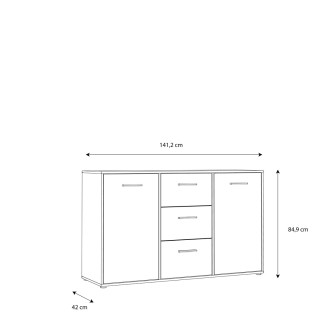 Commode 2P/3T Mokkaro chêne catania/noir