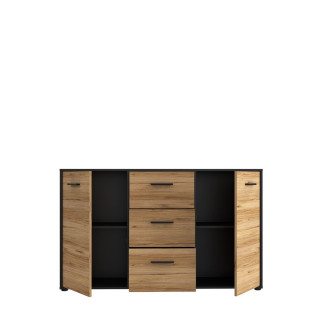 Commode 2P/3T Mokkaro chêne catania/noir