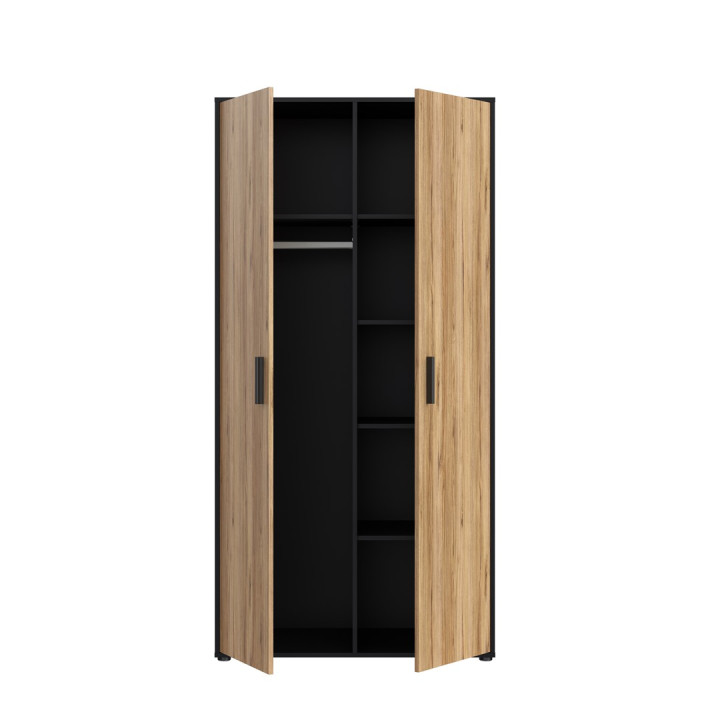 Armoire 2 portes Mokkaro chêne catania/noir
