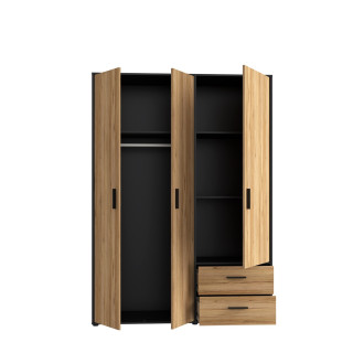 Armoire 3 portes Mokkaro chêne catania/noir